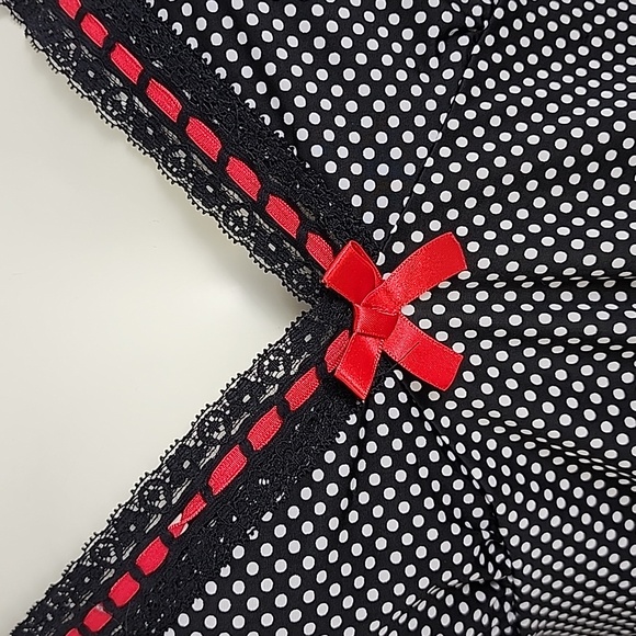 La Senza White Polka Dot Black Red Bow Adjustable Strap Stretchy Lace Size Large - Picture 4 of 14